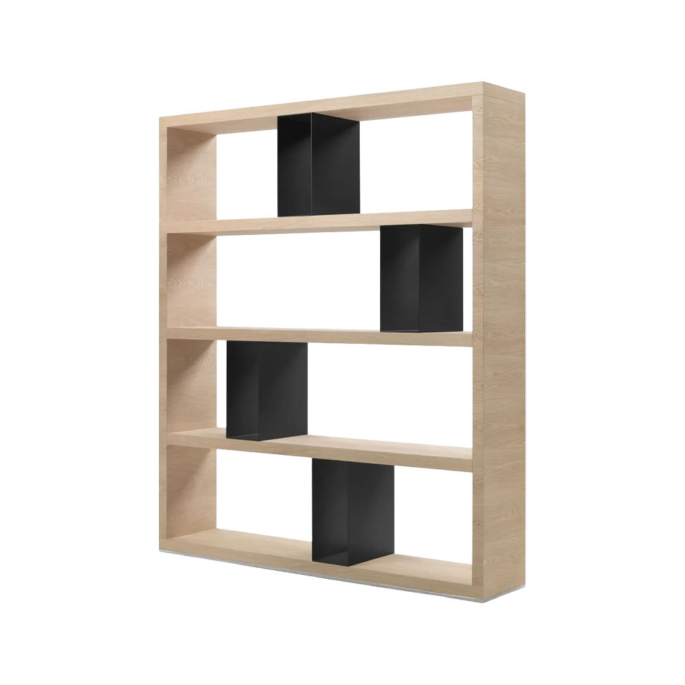 Double-sided open wood veneer bookcase