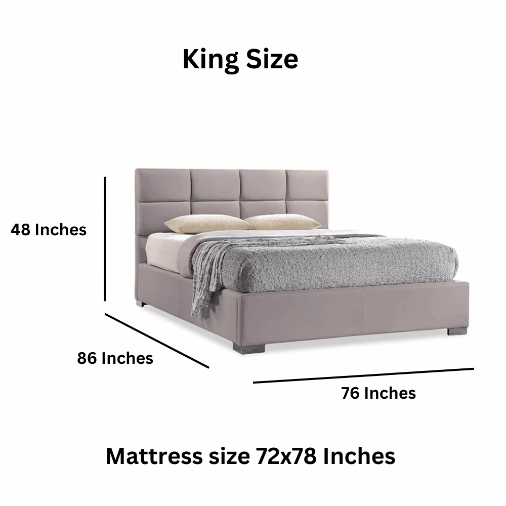 Furniture Crew Athens King Size Non-Storage Upholstered Bed in Grey Color - Image 5