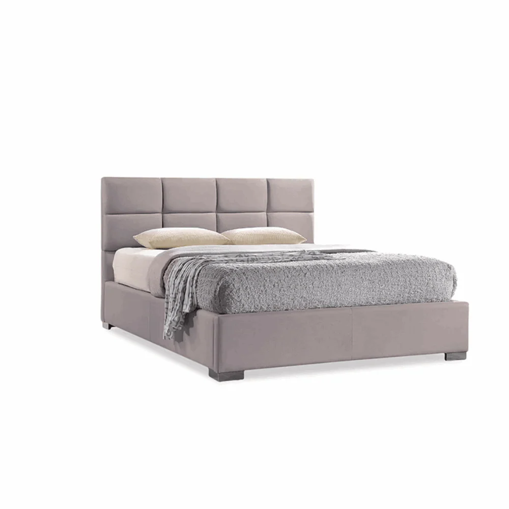 Furniture Crew Athens King Size Non-Storage Upholstered Bed in Grey Color - Image 3
