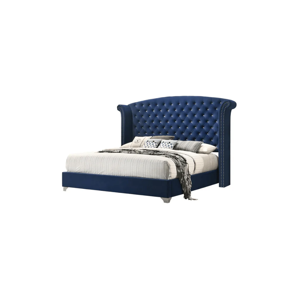 Furniture Crew Munich Queen Size Non-Storage Upholstered Bed in Grey Color - Image 5