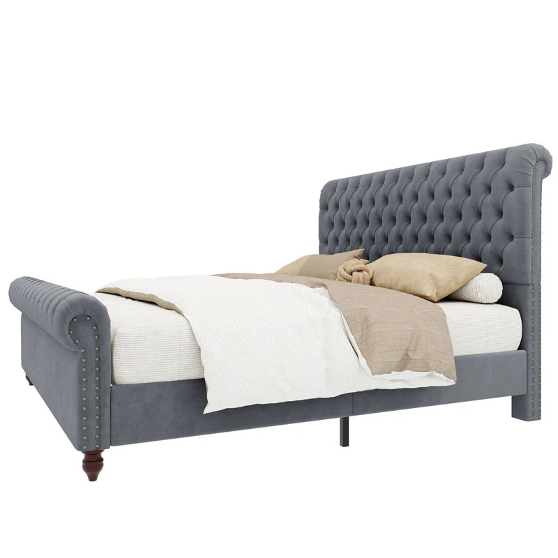 Modrenmate Furniture Crew Upholstered bed In queen and King size Grey color - Image 4